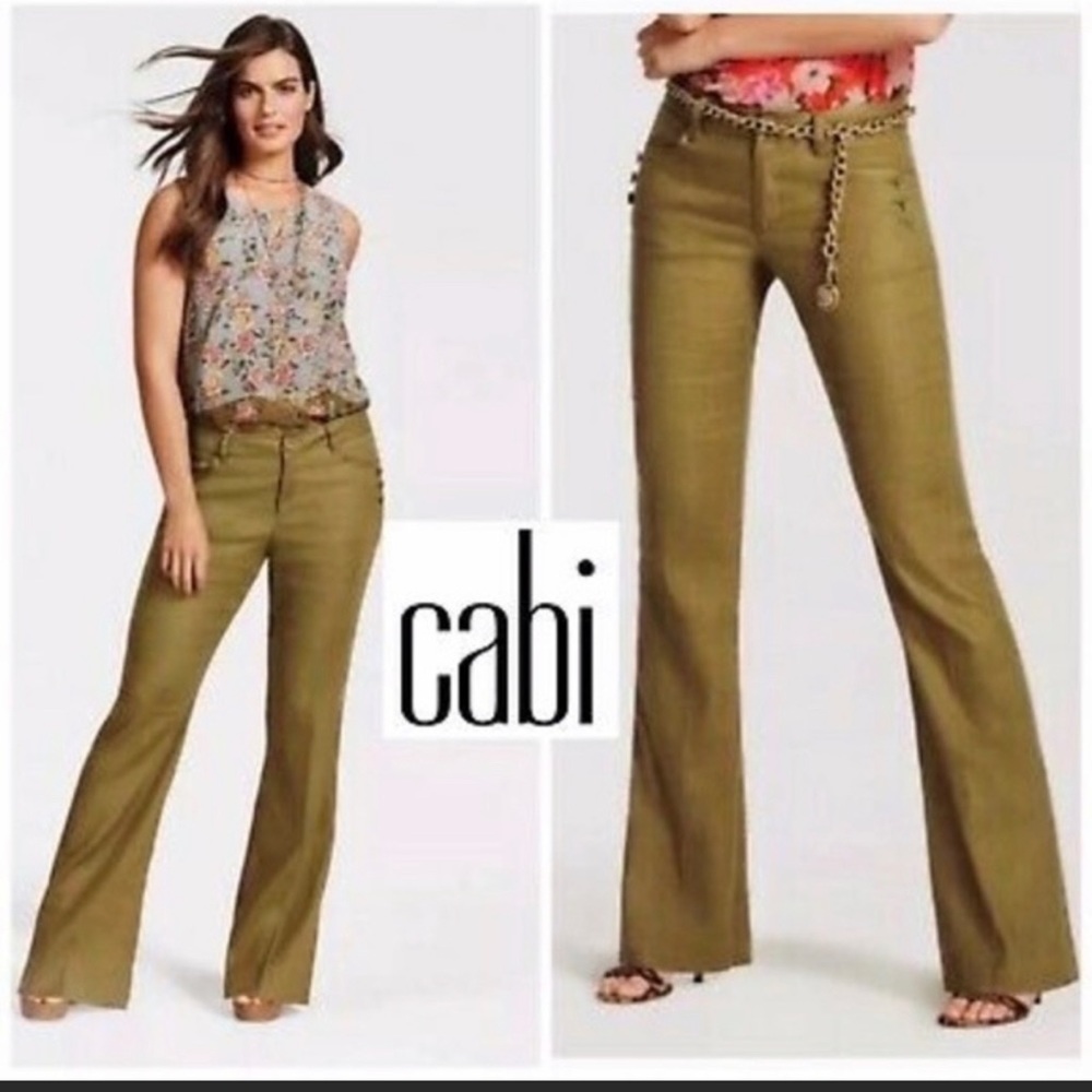 CABI Green Linen Blend Charlie Trouser